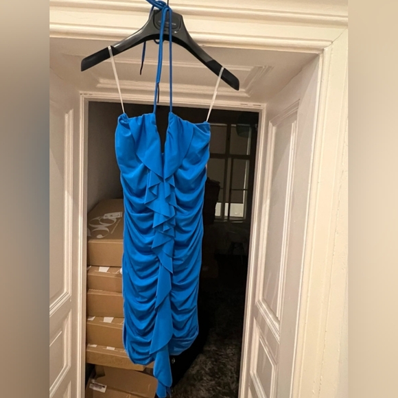Blue Ruffled Spaghetti Strap Dress - Picture 1 of 4